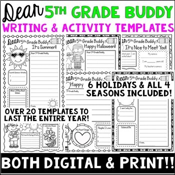 Preview of 5th Grade Buddy-Pen Pal Writing & Activities