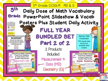 Preview of Measurement & Data plus Geometry Math Word of the Day 5th Grade BUNDLE Part 2