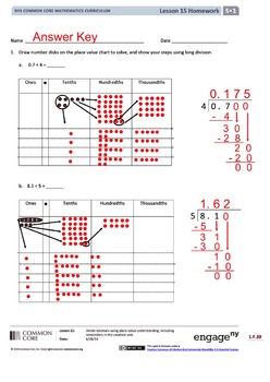 Preview of 5th Grade CC Math Module 1 Topic F Dividing Decimals