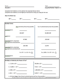 Preview of 5th Grade CC Place Value & Decimal Review