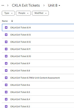 Preview of 5th Grade CKLA Unit 8 Exit Tickets