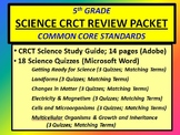 5th Grade CRCT COMMON CORE Science Review Packet w/ Study 