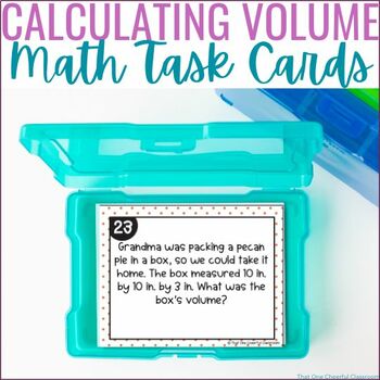 Preview of 5th Grade Calculating Volume Word Problems Math Task Cards