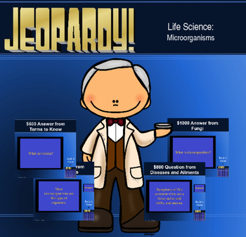 Preview of 5th Grade Microorganisms Jeopardy Game
