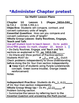 Preview of 5th Grade Chapter 10 Go Math Lesson Plans