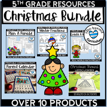 Preview of 5th Grade Christmas Math Activity and Writing Bundle