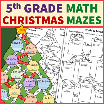 Preview of 5th Grade Christmas Math Mazes