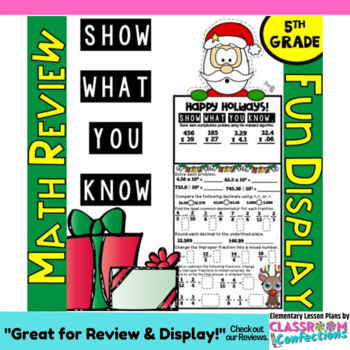 Preview of 5th Grade Christmas Math Review: "Show What You Know" Christmas Math Craftivity