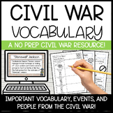 5th Grade Civil War Vocabulary | Slides and Differentiated