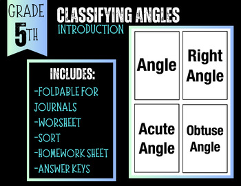 Preview of 5th Grade Classifying Angles Intro: Foldable, Practice, Homework, and Review