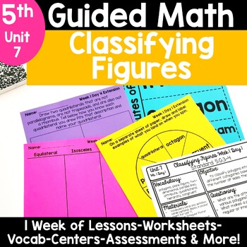 Preview of 5th Grade Classifying Quadrilaterals Triangles Polygons Activities Worksheets
