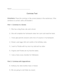 5th Grade Commas Test and Study Sheet