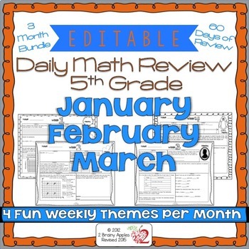 Preview of Math Morning Work 5th Grade Bundle Editable, Spiral Review, Distance Learning