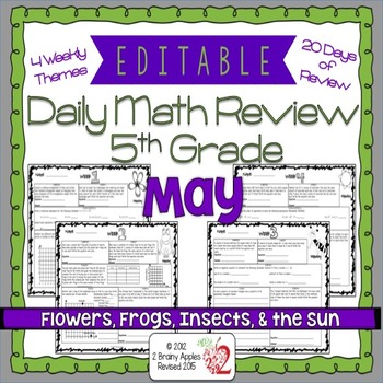 Preview of Math Morning Work 5th Grade May Editable, Spiral Review, Distance Learning