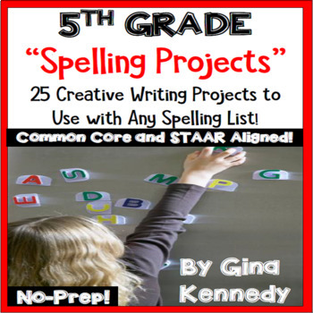 Preview of 5th Grade Spelling Projects! 25 Standards Aligned Projects, Any List!