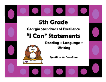 Preview of 5th Grade Common Core: ELA "I Can Statements"