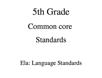 Preview of 5th Grade Common Core ELA: Language Standards for Posting