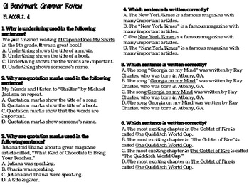 5th Grade Common Core ELA Multiple Choice Practice Worksheets by