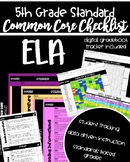 5th Grade Common Core ELA Standards Checklist & Data Track