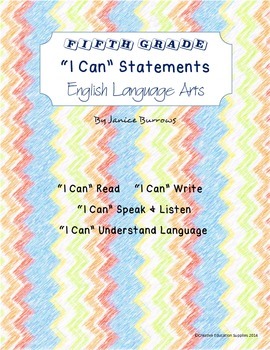 Preview of 5th Grade Common Core English Language Arts "I Can" Statements