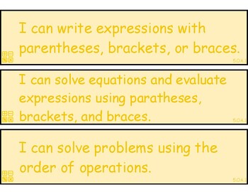 Preview of 5th Grade Common Core ¨I can¨ Math Statements