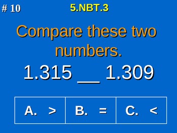 Preview of 5th Grade Common Core Math 5 NBT.3 Compare Decimals To Thousandths 5.NBT.3