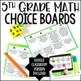 5th Grade Math Choice Boards | Google Classroom Included f