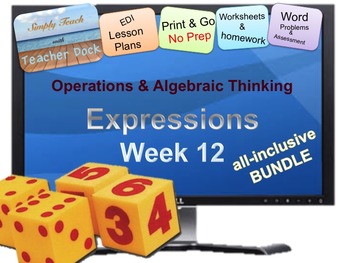 Preview of Week 12 Expressions: Word Problems 5th Grade Common Core Math EDI Lessons