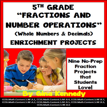 Preview of 5th Grade Fractions and Operations Enrichment Projects, Plus Vocabulary