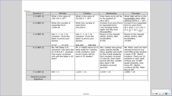 Preview of 5th Grade Common Core Math Homework [36 weeks, full year]