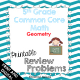 5th Grade Math Review or Homework Problems Geometry Test P