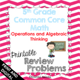 5th Grade Math Review or Homework Problems Operations and 