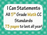 5th Grade Common Core Math I CAN statement posters (73 pag