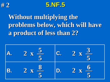 Preview of 5th Grade Common Core Math Multiplication of Fractions as Scaling  5.NF.5