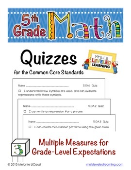 Preview of 5th Grade Common Core Math Quizzes - All Standards 