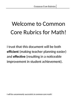 Preview of 5th Grade Common Core Math Rubric