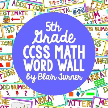 Preview of 5th Grade Common Core Math Vocabulary - WORD WALL