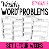 5th Grade Weekly Word Problems {Set 1: 4 Weeks}