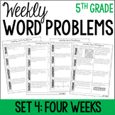 5th Grade Weekly Word Problems {Set 4: 4 Weeks}