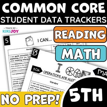 Preview of 5th Grade Common Core Math and Reading Student Data Tracking Sheets