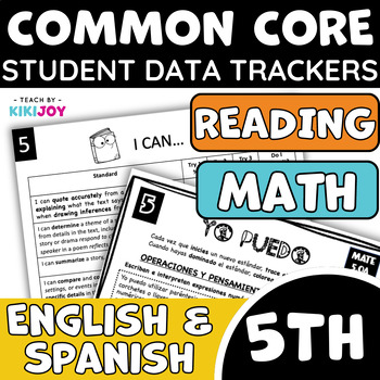Preview of 5th Grade Common Core Math and Reading Student Data Tracking Sheets | SPA/ENG