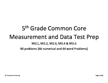 Preview of 5th Grade CC Measurement and Data Test Prep - MD.1, MD.2, MD.3, MD.4 & MD.5