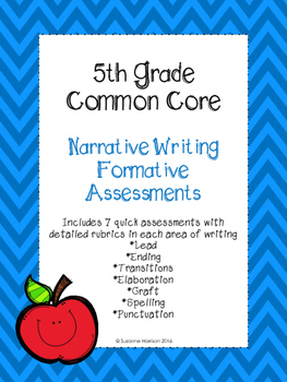 Preview of 5th Grade Common Core Narrative Writing Formative Assessment Pack