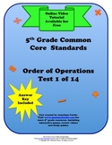 5th Grade Common Core Order of Operations Test 1
