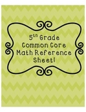 5th Grade Common Core Reference Sheet