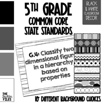 Preview of 5th Grade Common Core State Standards (CCSS) Posters Black & White EDITABLE