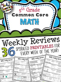 5th Grade Math Common Core Weekly Review Printables