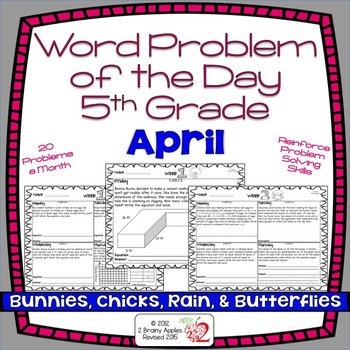 Preview of Word Problems 5th Grade, April, Spiral Review, Distance Learning