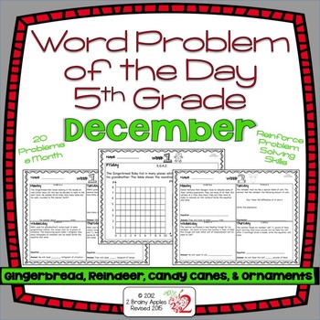 Preview of Word Problems 5th Grade, December, Spiral Review, Distance Learning