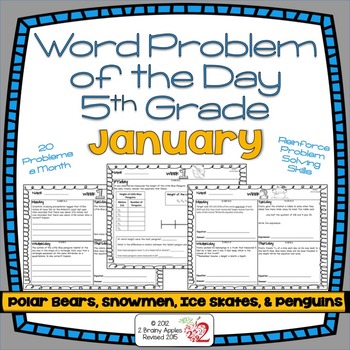 Preview of Word Problems 5th Grade, January, Spiral Review, Distance Learning